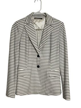 Weekend Max Mara navy blue & white striped nautical knit blazer